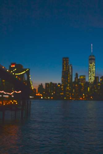 new york string light on Brooklyn Bridge city